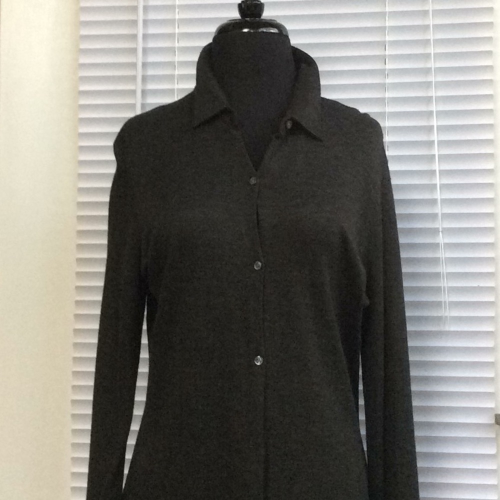 Heather grey buttoned down dress by Calvin Klein.